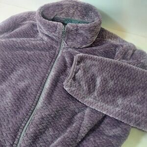 Free Country Women's Purple Textured Fleece Zip Up Jacket XL